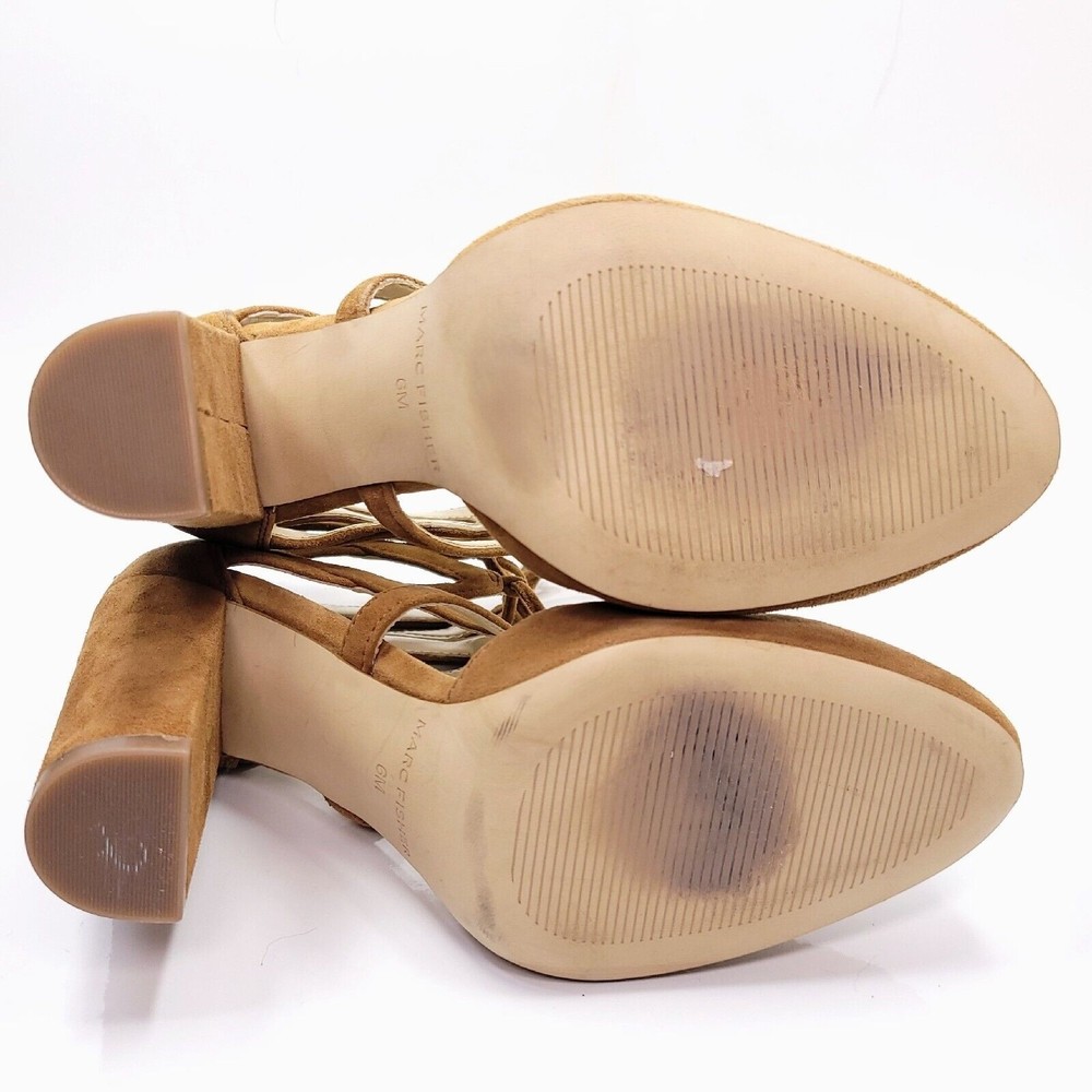Marc Fisher Shellie Lace Up D'Orsay High Heel Pump Tan Brown Suede Leather Sz 6 - Picture 9 of 12